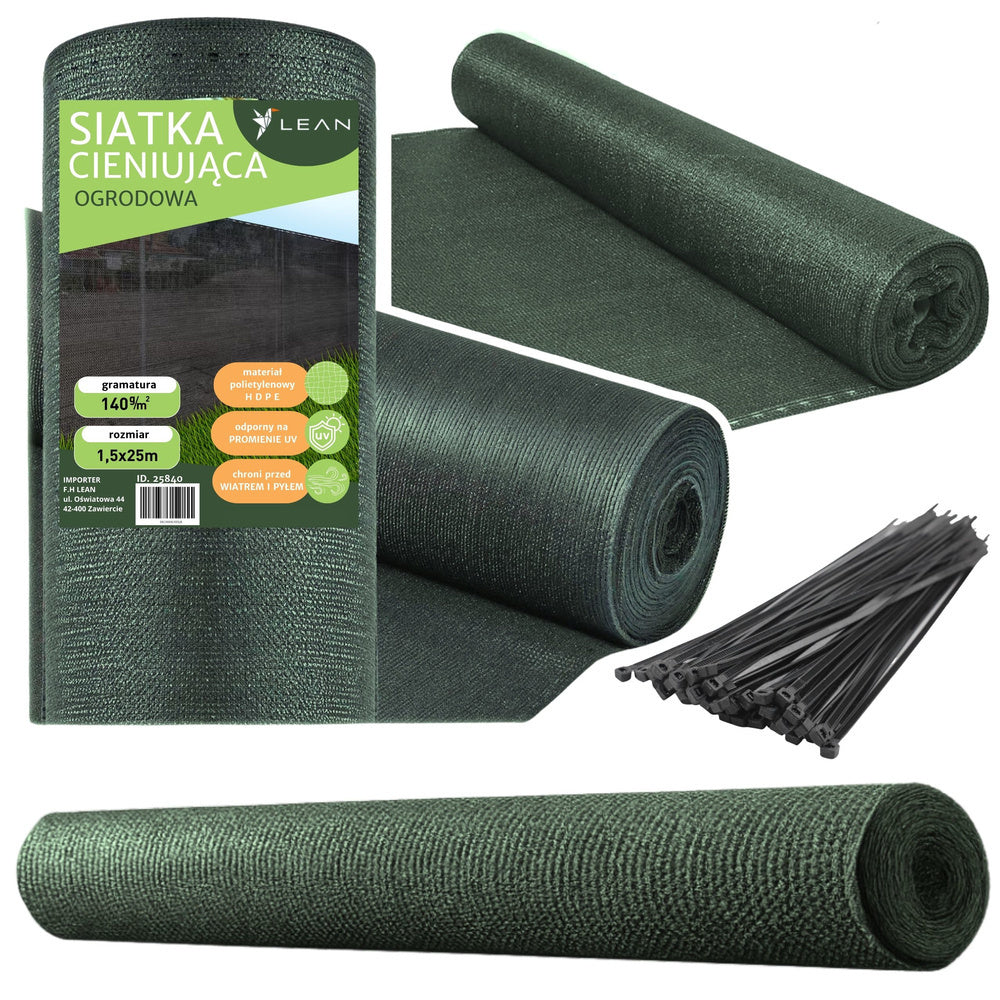 Stínící síť na plot 1,5x25m – s opasky zelená