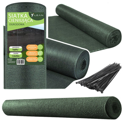 Stínící síť na plot 1,5x25m – s opasky zelená