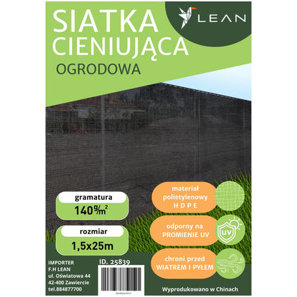 Stínící síť na plot 1,5x25m – s úchyty | šedá