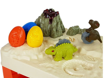 Stolek s plastelínou Dinosauři s vulkánem a svítící lávou 4 barvy