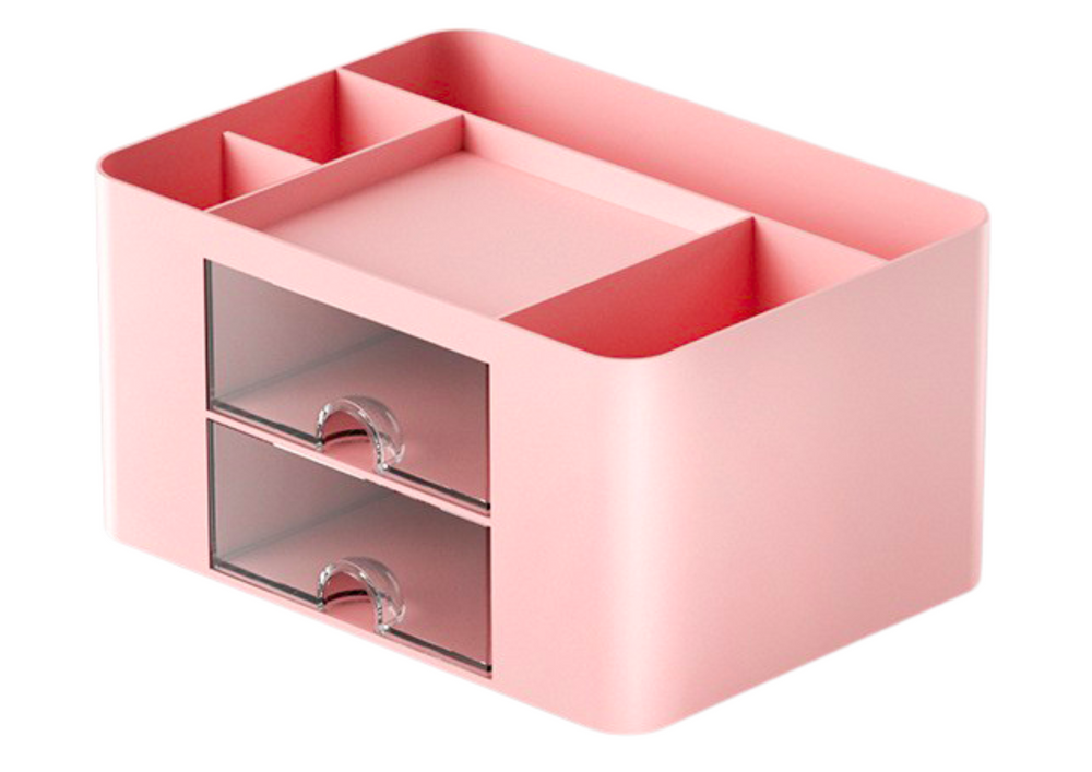 Stolní organizér se šuplíky a přihrádkami růžový