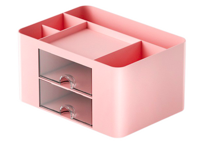Stolní organizér se šuplíky a přihrádkami růžový