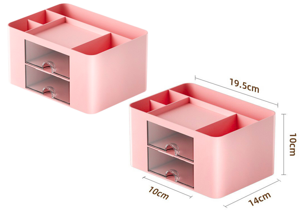 Stolní organizér se šuplíky a přihrádkami růžový