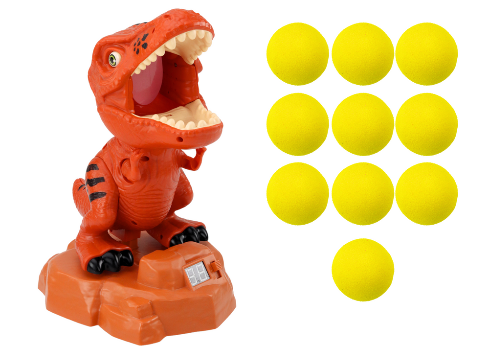 Střelecká hra s dinosaurem pistole s pěnovými míčky hnědá