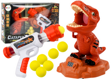 Střelecká hra s dinosaurem pistole s pěnovými míčky hnědá