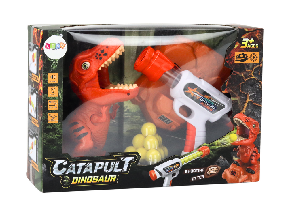 Střelecká hra s dinosaurem pistole s pěnovými míčky hnědá