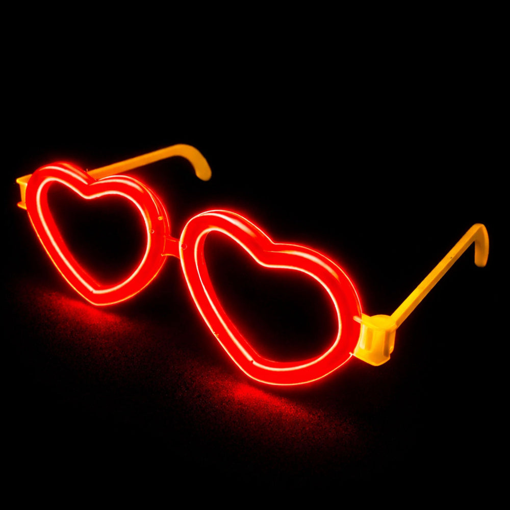 Svítící fluorescenční brýle se srdíčky červené – neonové