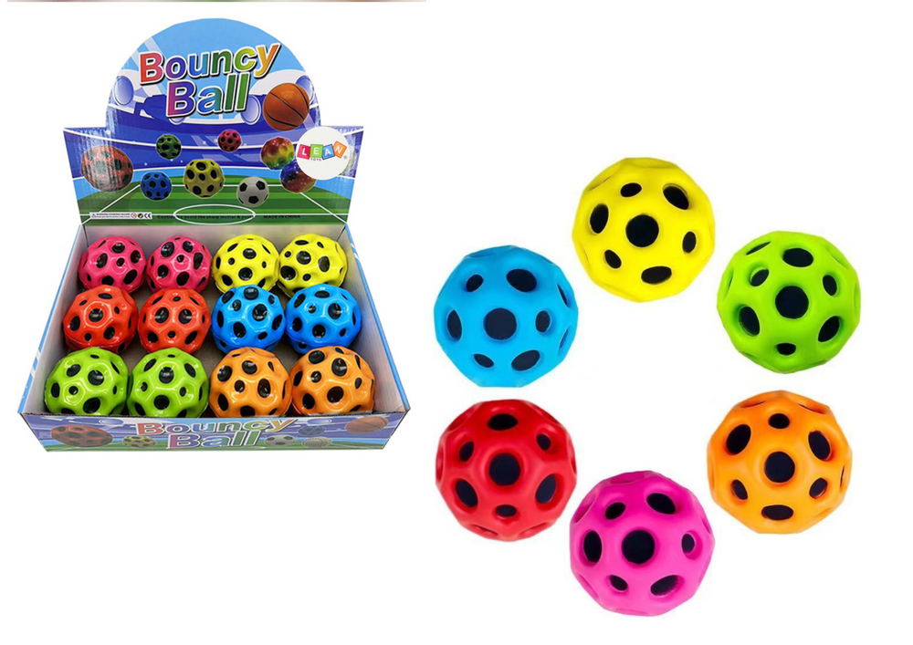 Svítící míček na odbíjení a mačkání s důlky 6cm