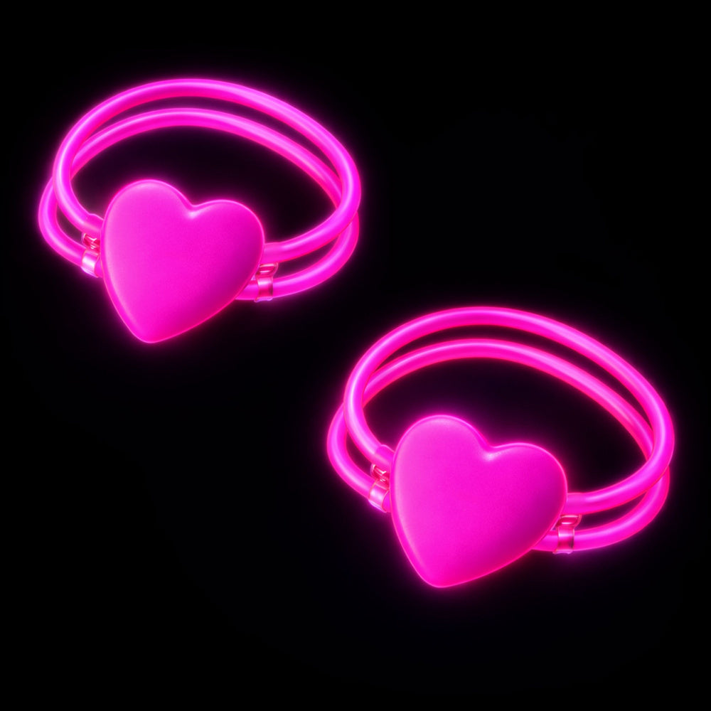 Svítící náramky s dvojitým srdcem – fluorescenční neonové