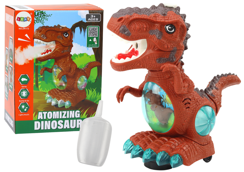 Tančící dinosaurus se senzorem – světla a zvuky | hnědý