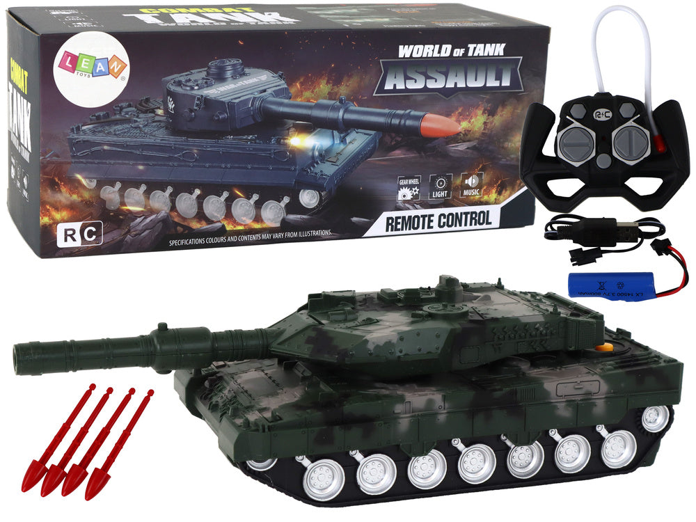 Tank na dálkové ovládání – se zvuky a světly | zelený
