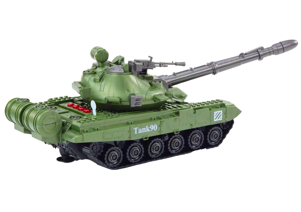 Tank vojenské vozidlo DIY k rozkládání se zvuky a světly zelený
