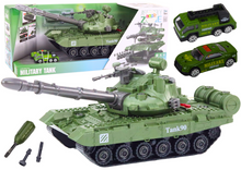 Tank vojenské vozidlo DIY k rozkládání se zvuky a světly zelený