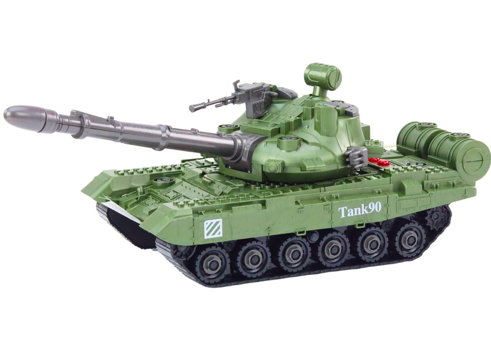 Tank vojenské vozidlo DIY k rozkládání se zvuky a světly zelený