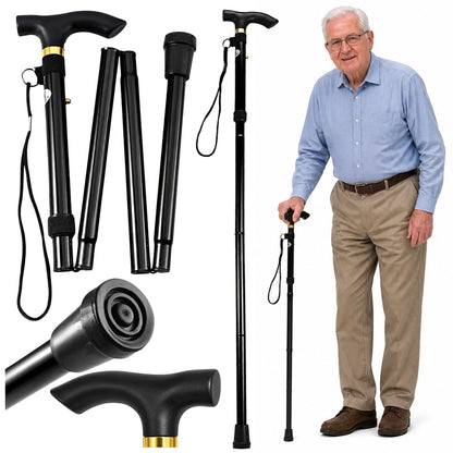 Teleskopická hůl pro seniory černá 85-95 cm – hliníková skládací