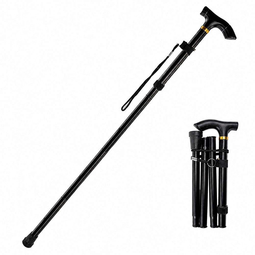 Teleskopická hůl pro seniory černá 85-95 cm – hliníková skládací