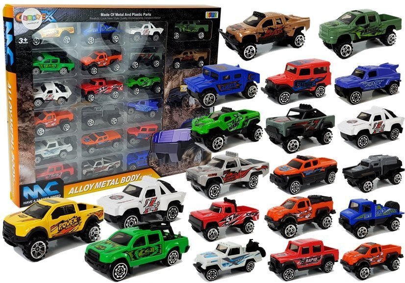 Terénní auta Jeep s pružinami 20 kusů různé barvy