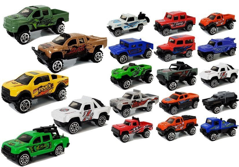 Terénní auta Jeep s pružinami 20 kusů různé barvy