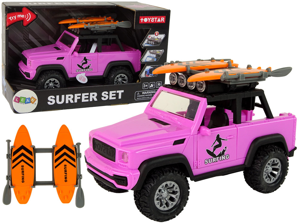 Terénní auto 1:14 – s frikčním pohonem a surfem | růžové