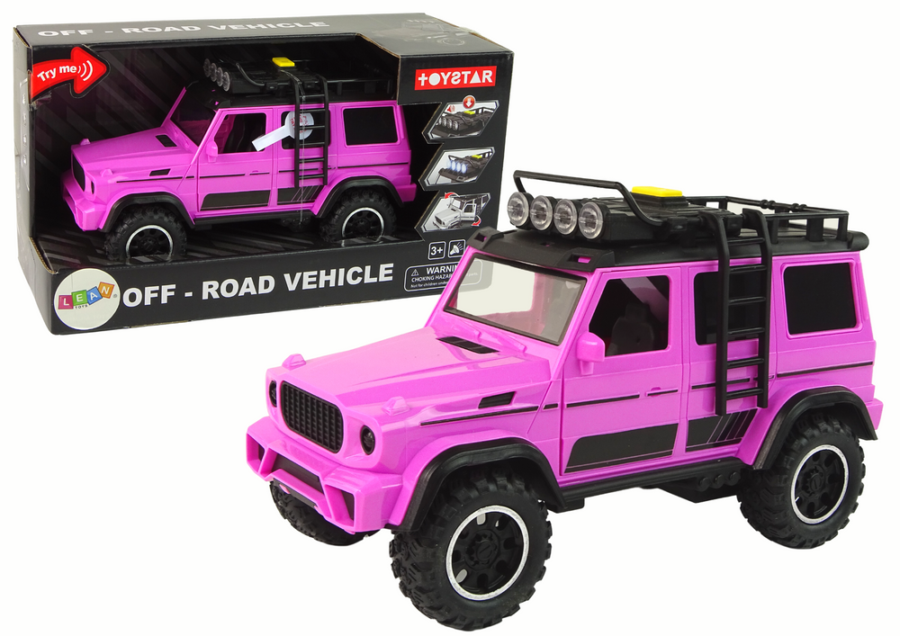 Terénní auto 1:14 s frikčním pohonem a světly růžové