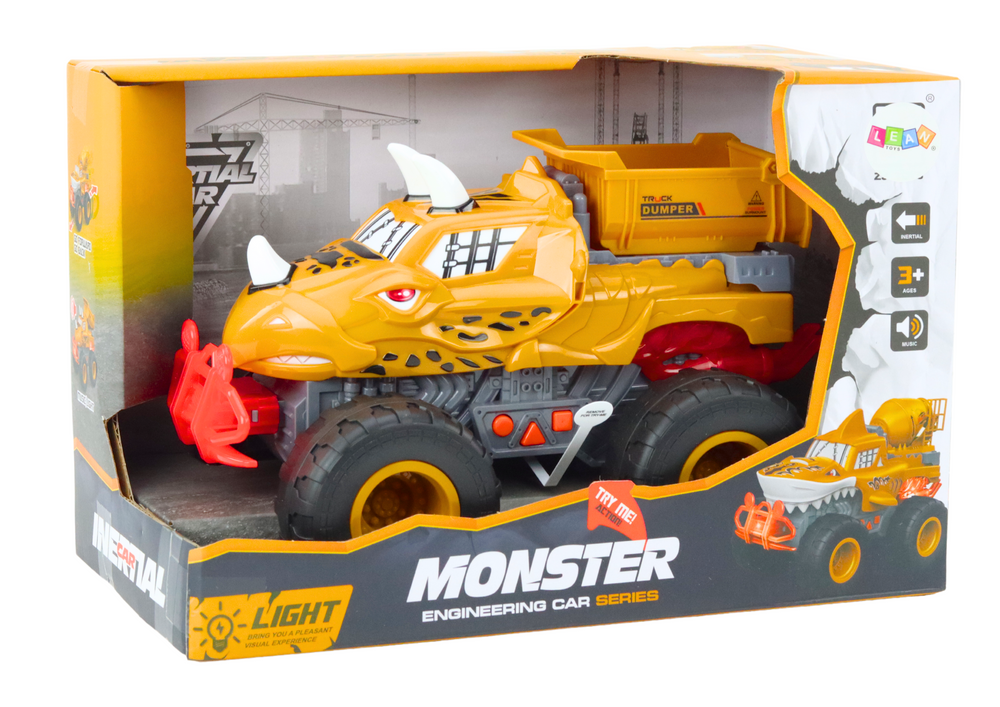 Terénní auto dinosaurus s třecím pohonem a vyklápěčkou oranžové