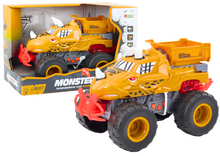 Terénní auto dinosaurus s třecím pohonem a vyklápěčkou oranžové