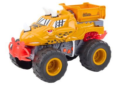 Terénní auto dinosaurus s třecím pohonem a vyklápěčkou oranžové