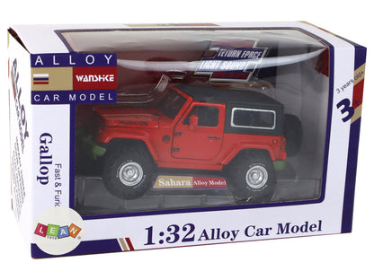Terénní auto na baterie kovové 1:32 – třecí pohon | červené