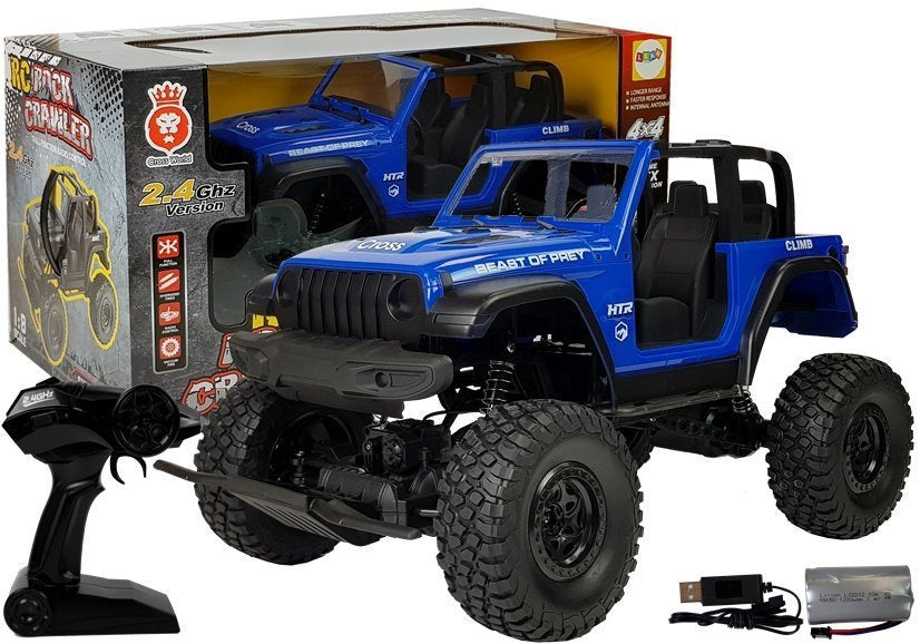 Terénní auto na dálkové ovládání 4x4 s tlumiči 2.4G modré