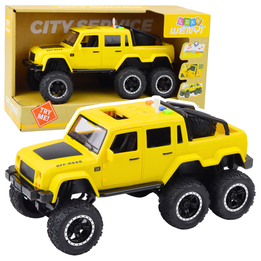 Terénní auto pickup žluté 6x6 – s frikčním pohonem