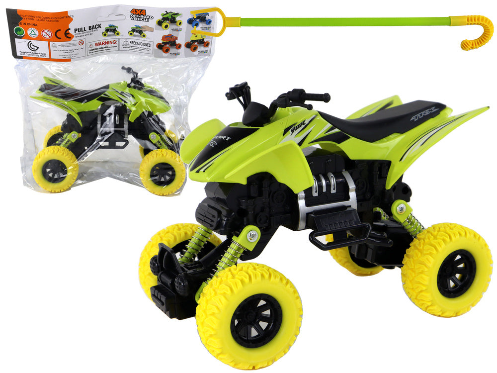 Terénní quad s gumovými koly – třecí pohon | zelený