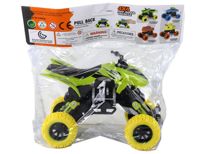 Terénní quad s gumovými koly – třecí pohon | zelený