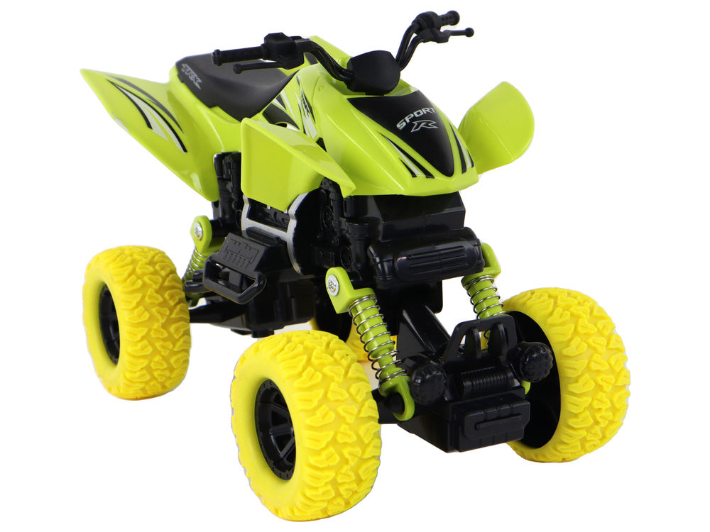 Terénní quad s gumovými koly – třecí pohon | zelený