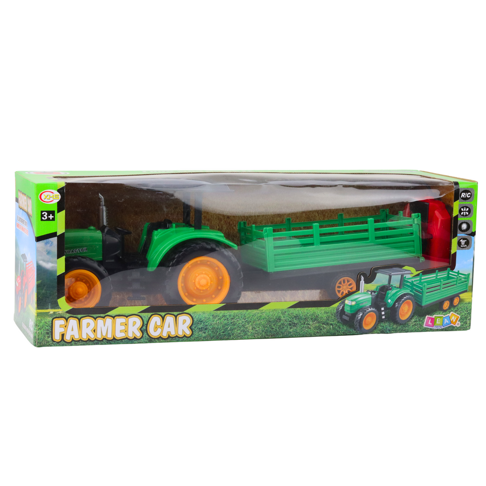 Traktor farmářský s přívěsem na dálkové ovládání RC zelený