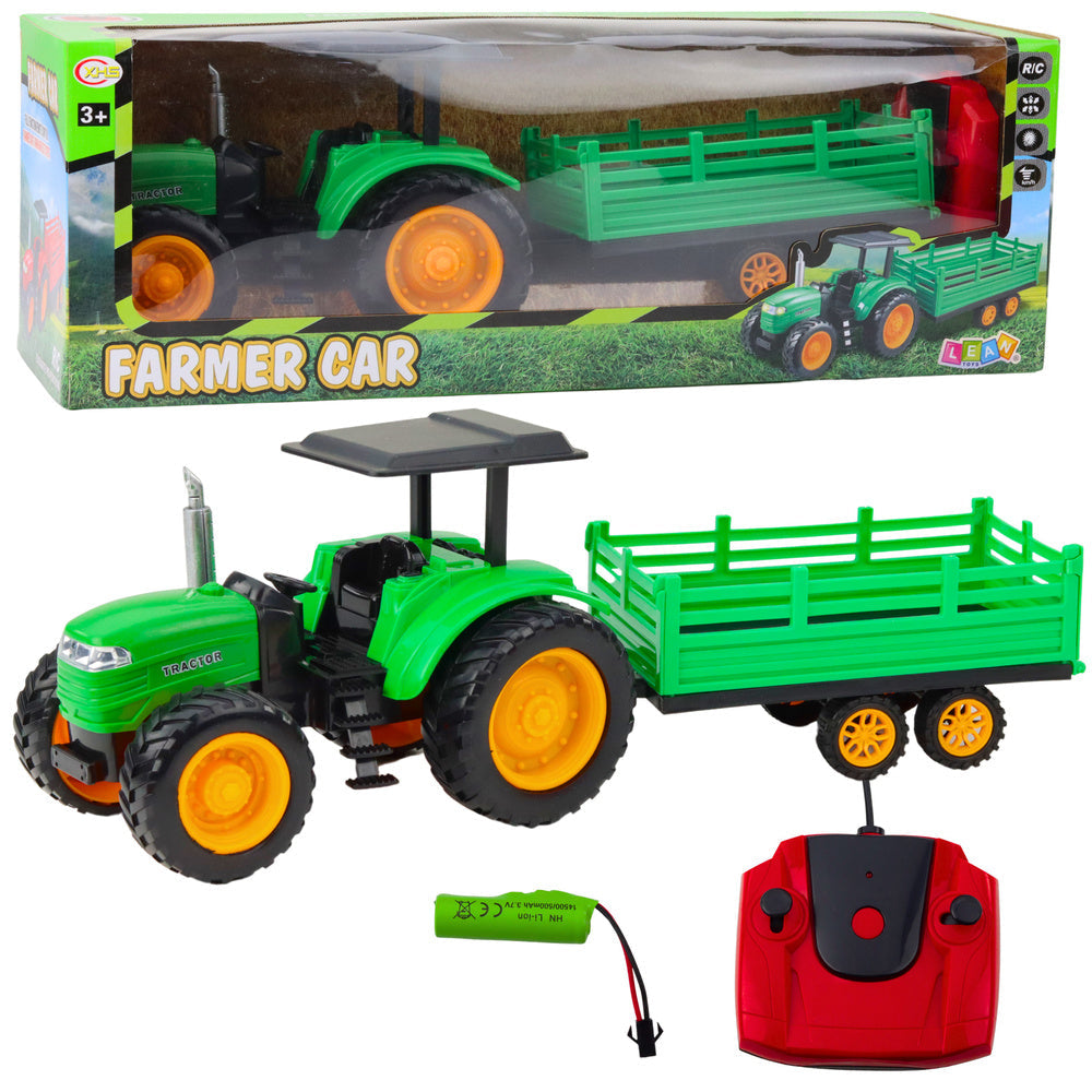 Traktor farmářský s přívěsem na dálkové ovládání RC zelený