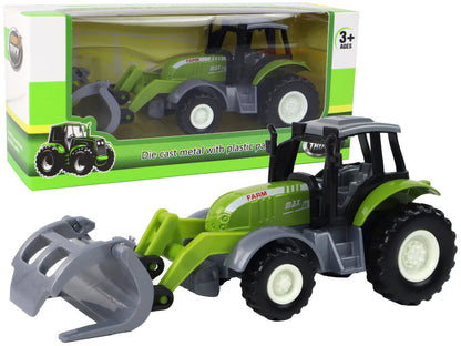 Traktor kopačka s dřevěnými kleštěmi – gumová kola | zelená