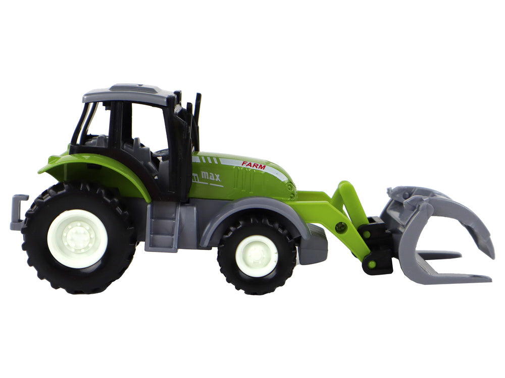 Traktor kopačka s dřevěnými kleštěmi – gumová kola | zelená