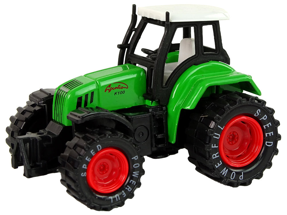 Traktor kovový s frikčním pohonem 8cm – červený zelený žlutý