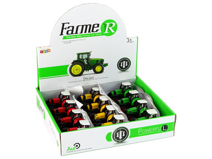 Traktor kovový s frikčním pohonem 8cm – červený zelený žlutý