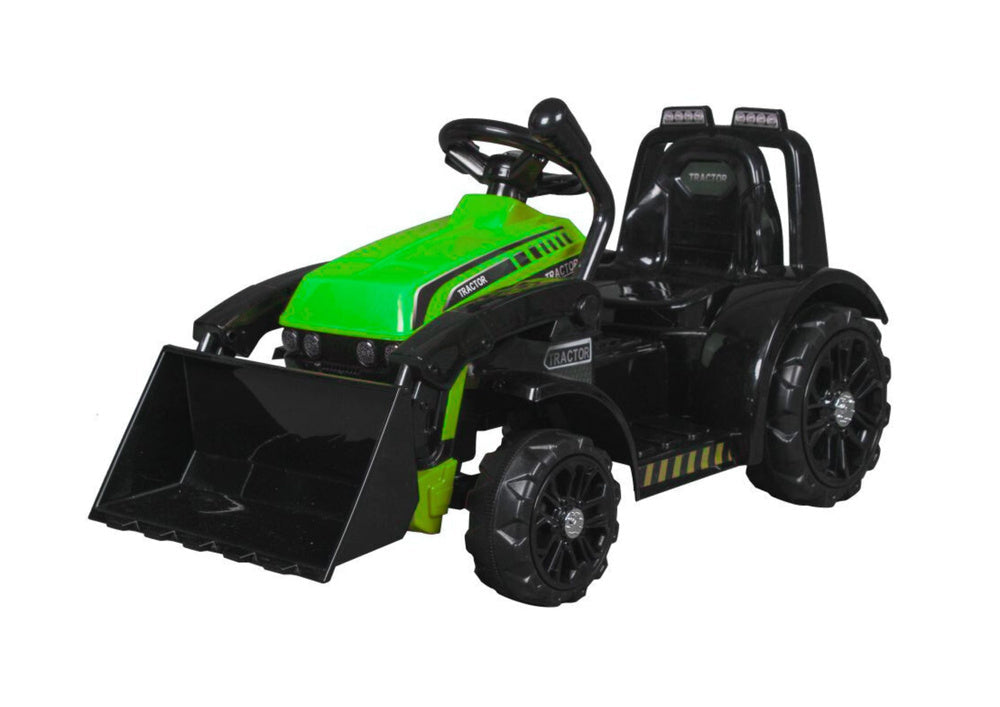 Traktor na akumulátor s lžící a klaksonem zelený