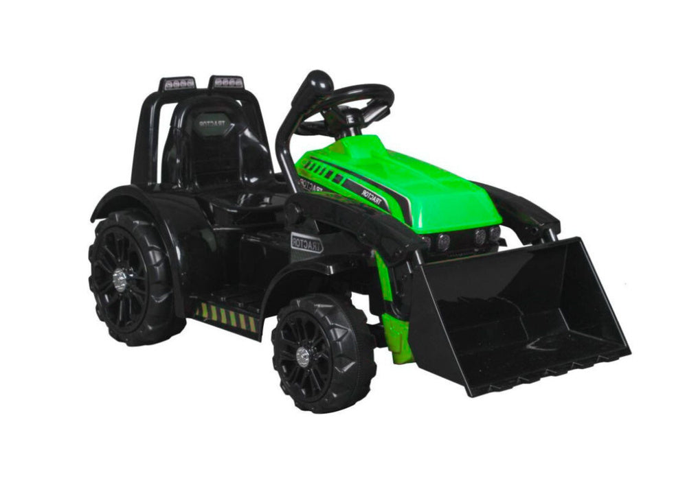 Traktor na akumulátor s lžící a klaksonem zelený