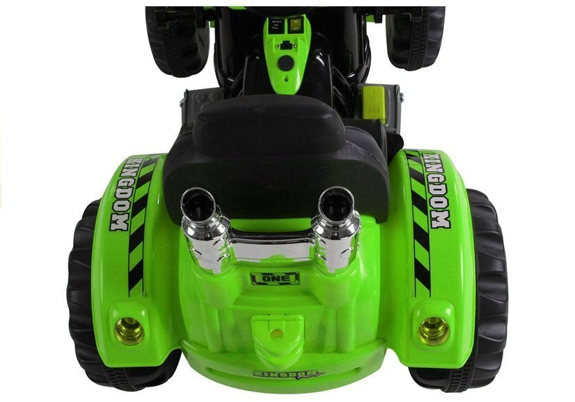 Traktor na akumulator s lžící kopačka zelený