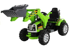 Traktor na akumulator s lžící kopačka zelený