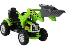 Traktor na akumulator s lžící kopačka zelený