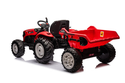Traktor na akumulátor s přívěsem 24V červený HC 306