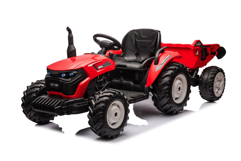 Traktor na akumulátor s přívěsem 24V červený HC 306