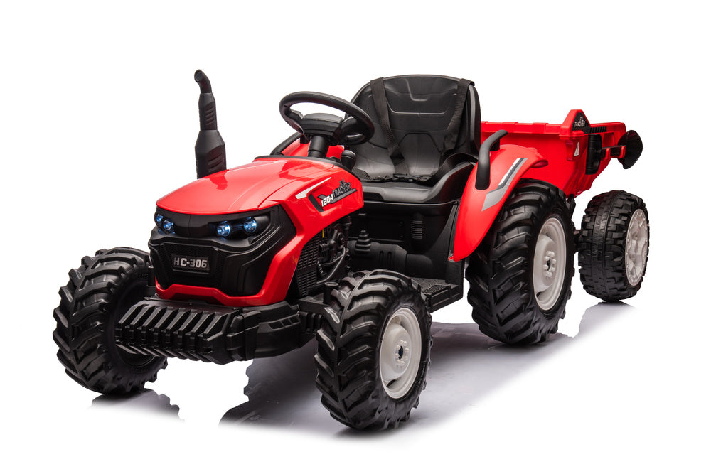 Traktor na akumulátor s přívěsem 24V červený HC 306