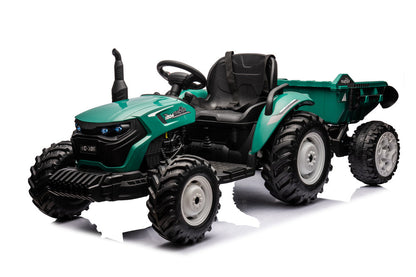 Traktor na akumulátor s přívěsem 24V tmavě zelený HC 306