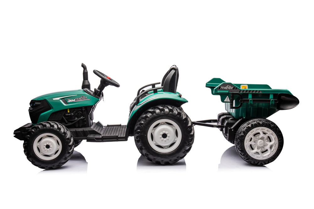 Traktor na akumulátor s přívěsem 24V tmavě zelený HC 306