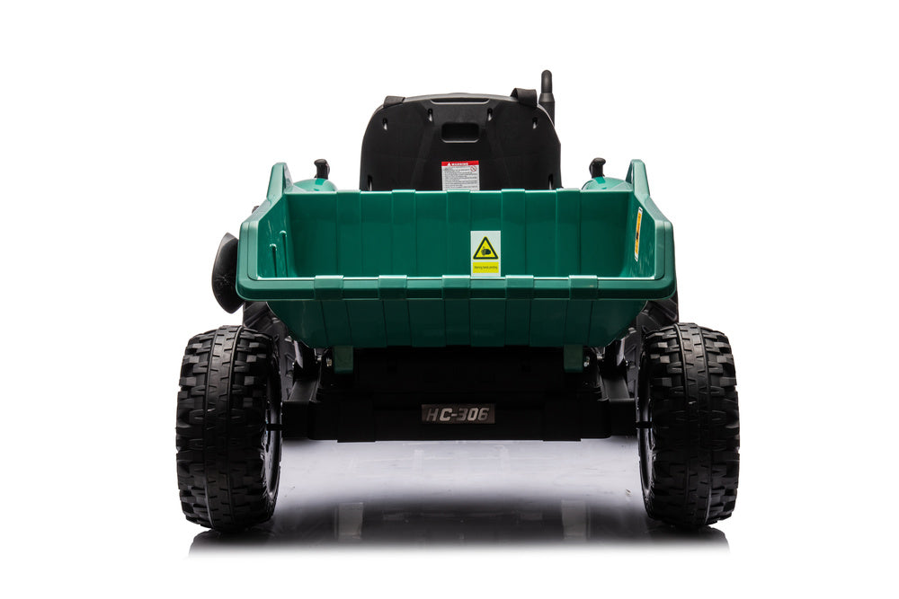 Traktor na akumulátor s přívěsem 24V tmavě zelený HC 306